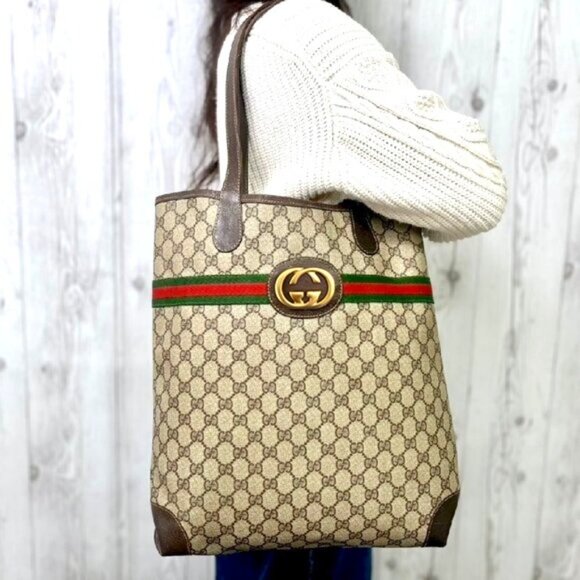Gucci GG Marmont Sherry Large Tote Canvas Ophidia Shoulder Bag Handbag - Picture 1 of 15
